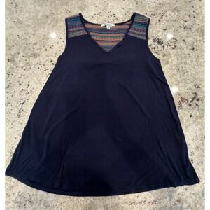 Green Envelope LA Tank Top Small Boho V Neck Flowy Navy